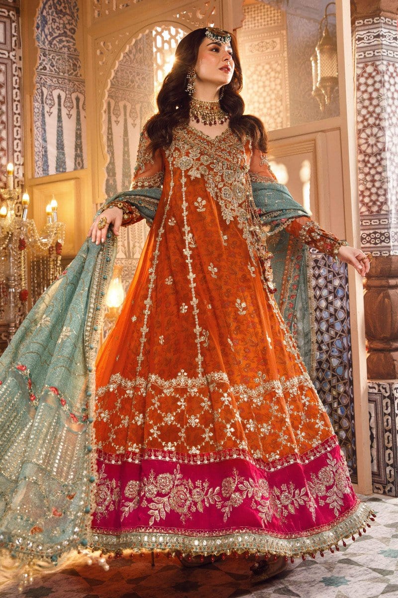 Burnt Orange, Fuchsia Pink Sareenah